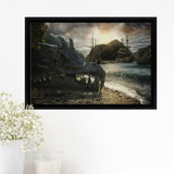 Fantasy Dragon Pirate Ship Framed Canvas Prints Wall Art - Painting Canvas, Home Wall Decor, Prints for Sale,Black Frame