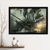 Fantasy Pirate Ship Art 11 Framed Canvas Prints Wall Art - Painting Canvas, Home Wall Decor, Prints for Sale,Black Frame