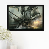 Fantasy Pirate Ship Art 11 Framed Canvas Prints Wall Art - Painting Canvas, Home Wall Decor, Prints for Sale,Black Frame
