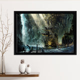 Fantasy Pirate Ships Concept Art Framed Canvas Prints Wall Art - Painting Canvas, Home Wall Decor, Prints for Sale,Black Frame