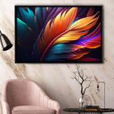 Feathers Colorful Wall Art Framed Canvas Prints Wall Art Home Decor - Painting Canvas, Black Frame, Framed Picture