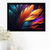 Feathers Colorful Wall Art Framed Canvas Prints Wall Art Home Decor - Painting Canvas, Black Frame, Framed Picture