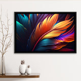 Feathers Colorful Wall Art Framed Canvas Prints Wall Art Home Decor - Painting Canvas, Black Frame, Framed Picture