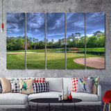 Field Golf Course Trees Landscape 5 Pieces B Canvas Prints Wall Art - Painting Canvas, Multi Panel