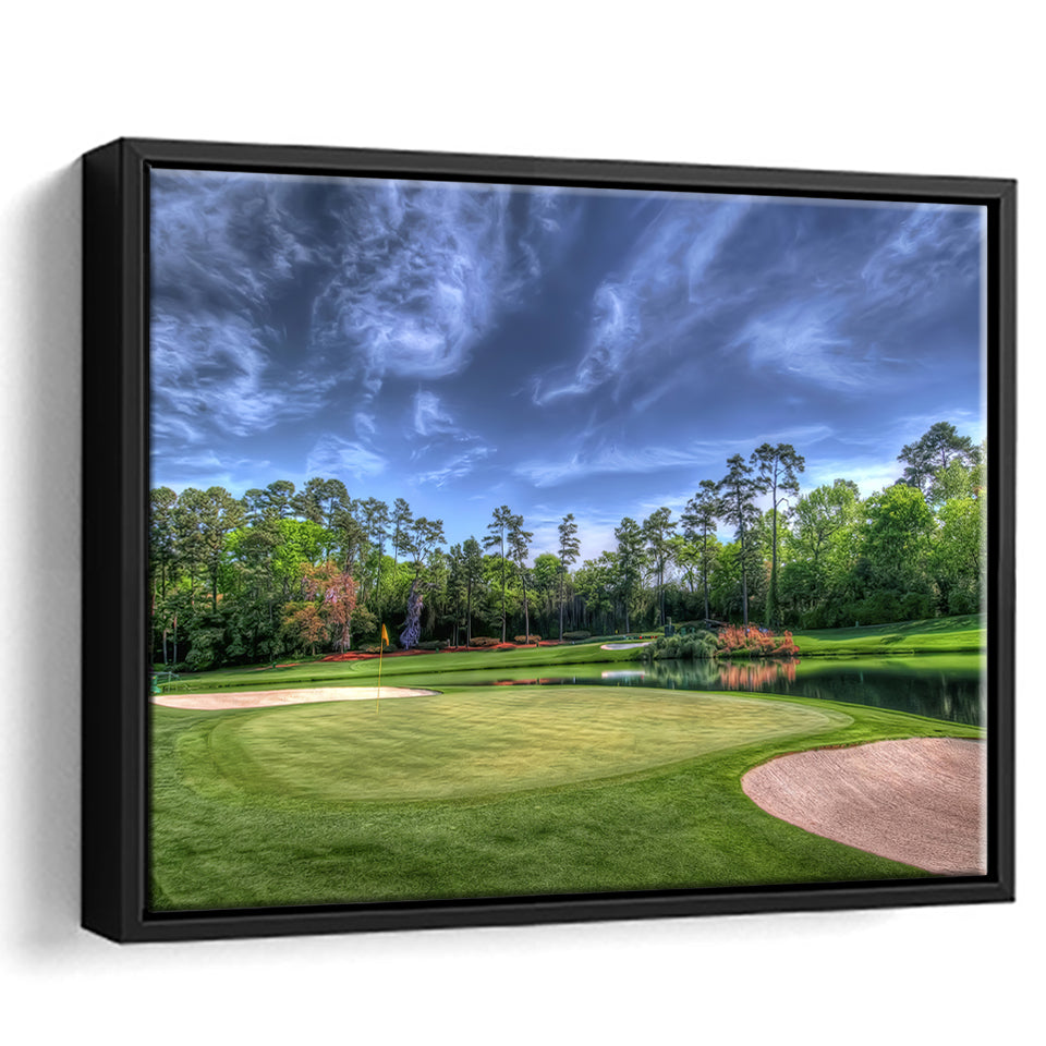 Field Golf Course Trees Landscape Framed Canvas Prints Wall Art - Painting Canvas, Floating Frame, Wall Decor