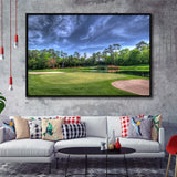 Field Golf Course Trees Landscape Framed Canvas Prints Wall Art - Painting Canvas, Floating Frame, Wall Decor