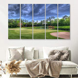 Field Golf Course Trees Landscape 5 Pieces B Canvas Prints Wall Art - Painting Canvas, Multi Panel