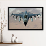 Fighter Jet Fighter Aircraft F 16 Falcon Aircraft Framed Canvas Prints Wall Art Decor - Painting Canvas, Black Framed Picture