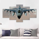 Fighter Jet Fighter Aircraft F 16 Falcon Aircraft 5 Piece Canvas Prints Wall Art Decor - Painting Canvas, Multi Panels