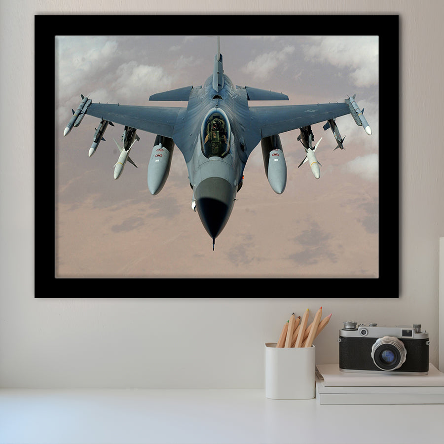 Fighter Jet Fighter Aircraft F 16 Falcon Aircraft Framed Art Prints Wall Decor - Painting Art, Framed Picture, Ready to Hang