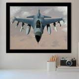 Fighter Jet Fighter Aircraft F 16 Falcon Aircraft Framed Art Prints Wall Decor - Painting Art, Framed Picture, Ready to Hang