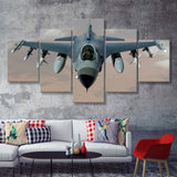 Fighter Jet Fighter Aircraft F 16 Falcon Aircraft 5 Piece Canvas Prints Wall Art Decor - Painting Canvas, Multi Panels