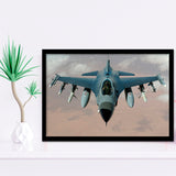 Fighter Jet Fighter Aircraft F 16 Falcon Aircraft Framed Art Prints Wall Decor - Painting Art, Framed Picture, Ready to Hang