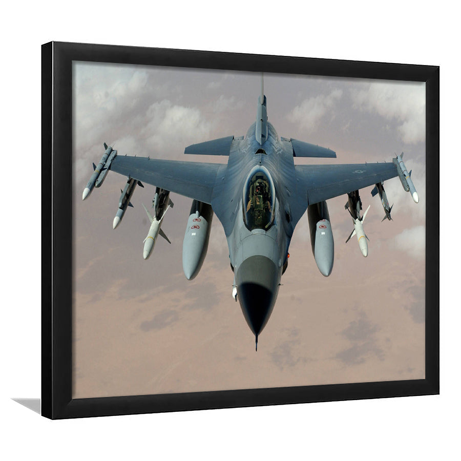 Fighter Jet Fighter Aircraft F 16 Falcon Aircraft Framed Art Prints Wall Decor - Painting Art, Framed Picture, Ready to Hang