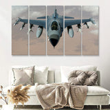 Fighter Jet Fighter Aircraft F 16 Falcon Aircraft 5 Piece B Canvas Prints Wall Art Decor - Painting Canvas, Multi Panels