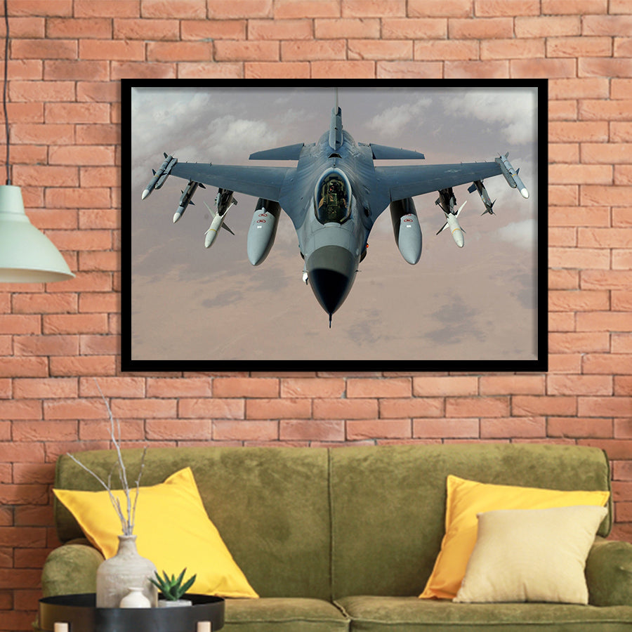 Fighter Jet Fighter Aircraft F 16 Falcon Aircraft Framed Art Prints Wall Decor - Painting Art, Framed Picture, Ready to Hang
