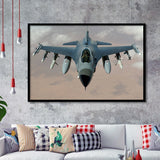 Fighter Jet Fighter Aircraft F 16 Falcon Aircraft Framed Art Prints Wall Decor - Painting Art, Framed Picture, Ready to Hang