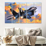 Fighter Jet Play Boy War Airplane 5 Piece B Canvas Prints Wall Art Decor - Painting Canvas, Multi Panels