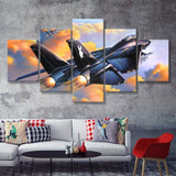 Fighter Jet Play Boy War Airplane 5 Piece Canvas Prints Wall Art Decor - Painting Canvas, Multi Panels