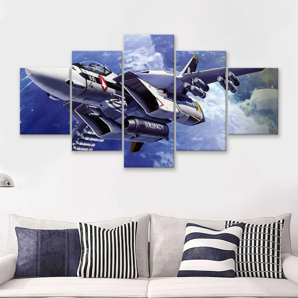 Fighter Aircraft Anime Military Aircraft 5 Piece Canvas Prints Wall Art Decor - Painting Canvas, Multi Panels