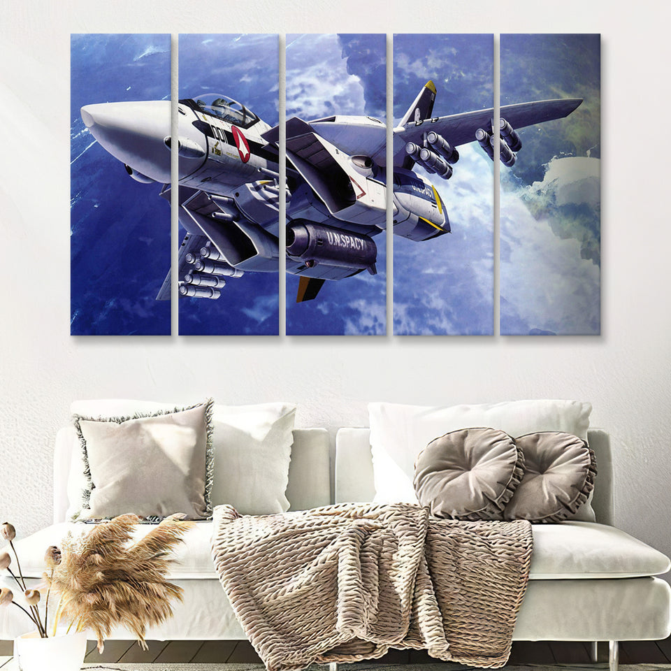 Fighter Aircraft Anime Military Aircraft 5 Piece B Canvas Prints Wall Art Decor - Painting Canvas, Multi Panels
