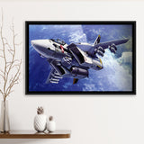 Fighter Aircraft Anime Military Aircraft Framed Canvas Prints Wall Art Decor - Painting Canvas, Black Framed Picture