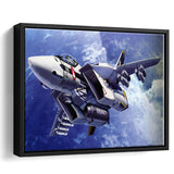 Fighter Aircraft Anime Military Aircraft Framed Canvas Prints Wall Art Decor - Painting Canvas, Black Framed Picture