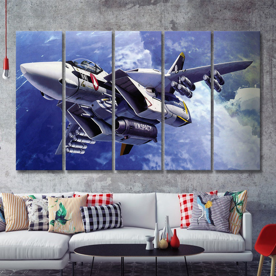 Fighter Aircraft Anime Military Aircraft 5 Piece B Canvas Prints Wall Art Decor - Painting Canvas, Multi Panels