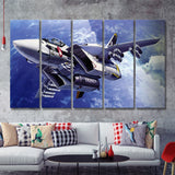 Fighter Aircraft Anime Military Aircraft 5 Piece B Canvas Prints Wall Art Decor - Painting Canvas, Multi Panels