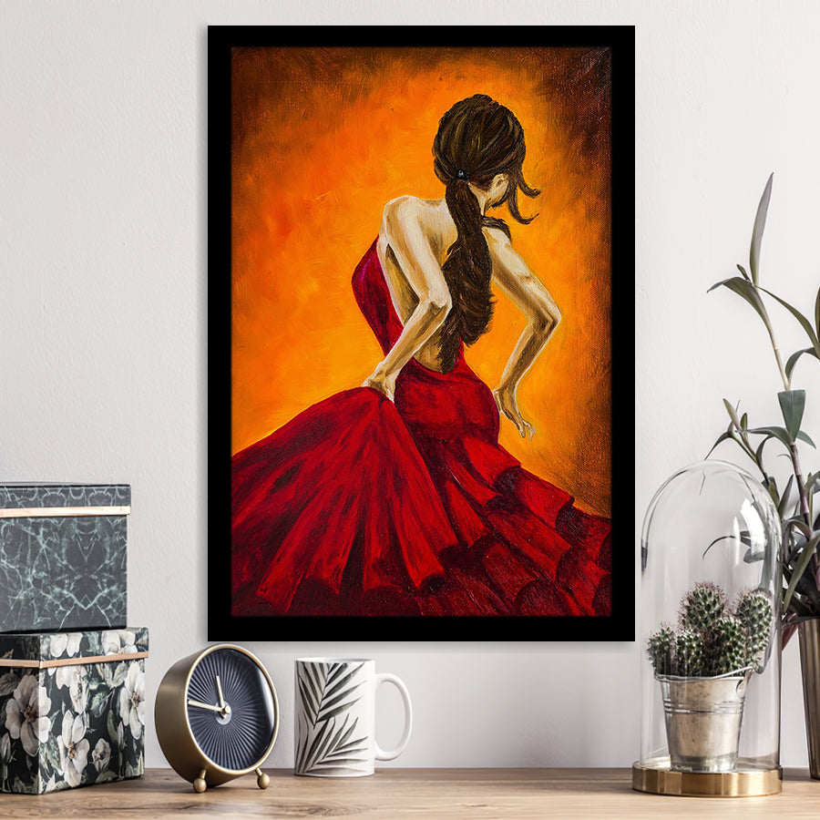 painting flamenco dancer red dress Flamenco Dancer With A Fan Oil Painting By Irina Redine