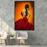 Flamenco Dancing Girl Professional Dancer Framed Canvas Prints Wall Art Home Decor, Floating Frame