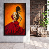 Flamenco Dancing Girl Professional Dancer Framed Canvas Prints Wall Art Home Decor, Floating Frame
