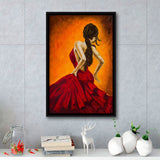 Flamenco Dancing Girl Professional Dancer Framed Canvas Prints Wall Art Home Decor, Floating Frame
