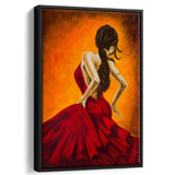 Flamenco Dancing Girl Professional Dancer Framed Canvas Prints Wall Art Home Decor, Floating Frame