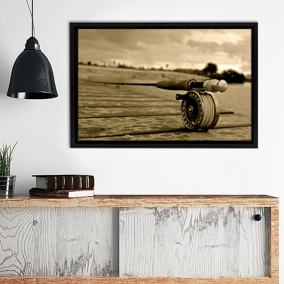 Fly Fishing Riverside And Scenic Framed Canvas Wall Art - Canvas Prints, Prints For Sale, Painting Canvas,Framed Prints