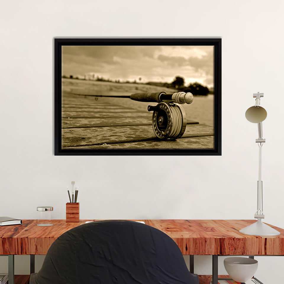 Fly Fishing Riverside And Scenic Framed Canvas Wall Art - Canvas Prints, Prints For Sale, Painting Canvas,Framed Prints