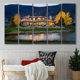 Genoa Lakes Ranch Golf Course Light Night, 5 Panels Extra Large Canvas Prints Wall Art Decor