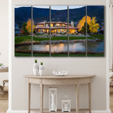 Genoa Lakes Ranch Golf Course Light Night, 5 Panels Extra Large Canvas Prints Wall Art Decor