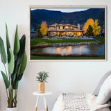 Genoa Lakes Ranch Golf Course Light Night, Golf Art Print, Framed Canvas Prints Wall Art Decor, Floating Frame