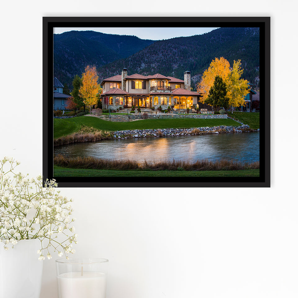 Genoa Lakes Ranch Golf Course Light Night, Golf Art Print, Framed Canvas Prints Wall Art Decor, Floating Frame