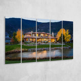 Genoa Lakes Ranch Golf Course Light Night, 5 Panels Extra Large Canvas Prints Wall Art Decor