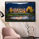 Genoa Lakes Ranch Golf Course Light Night, Golf Art Print, Framed Canvas Prints Wall Art Decor, Floating Frame