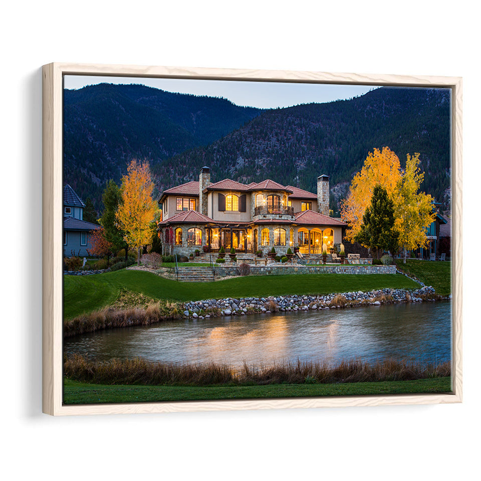 Genoa Lakes Ranch Golf Course Light Night, Golf Art Print, Framed Canvas Prints Wall Art Decor, Floating Frame