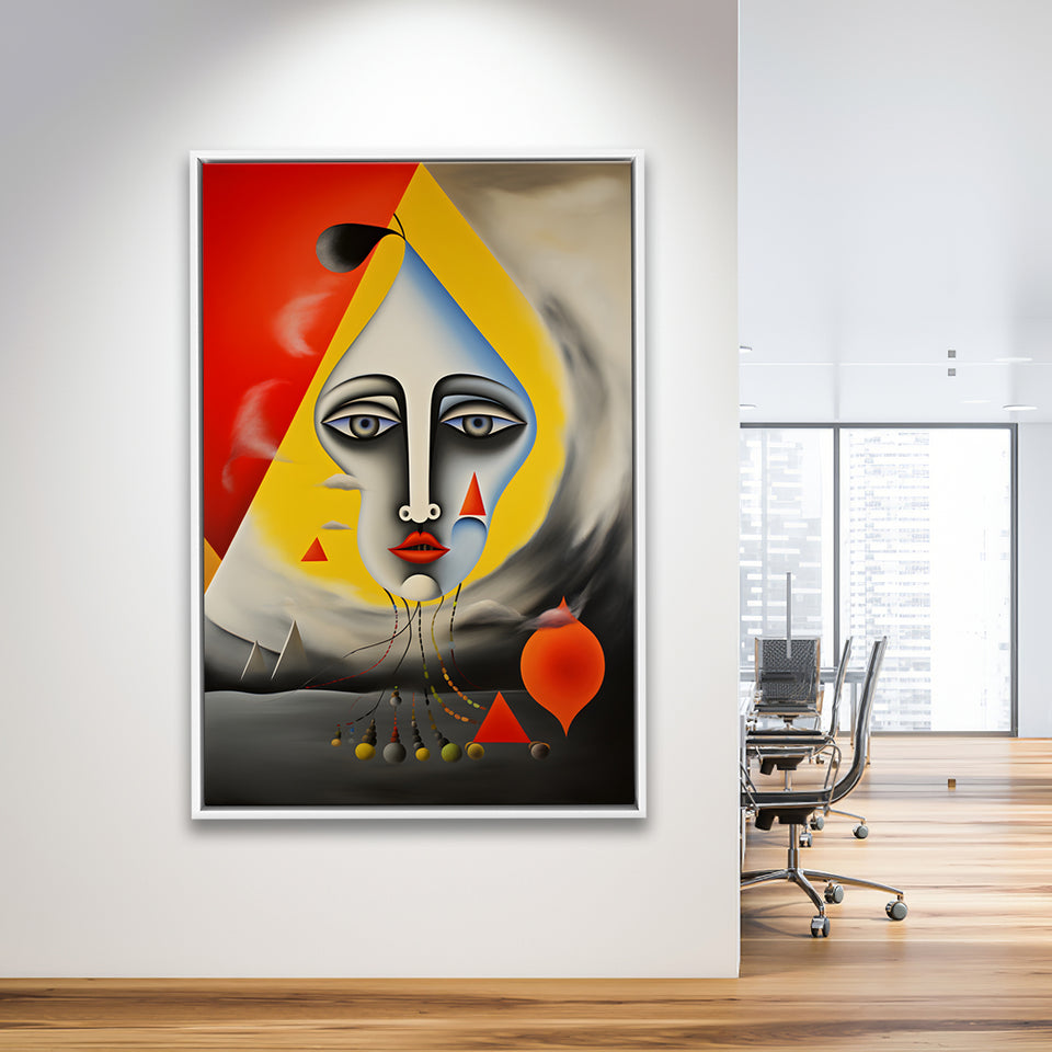 Geometric Face Abstract Art Painting Framed Canvas Prints Wall Art Home Decor, Painting Canvas, Floating Frame