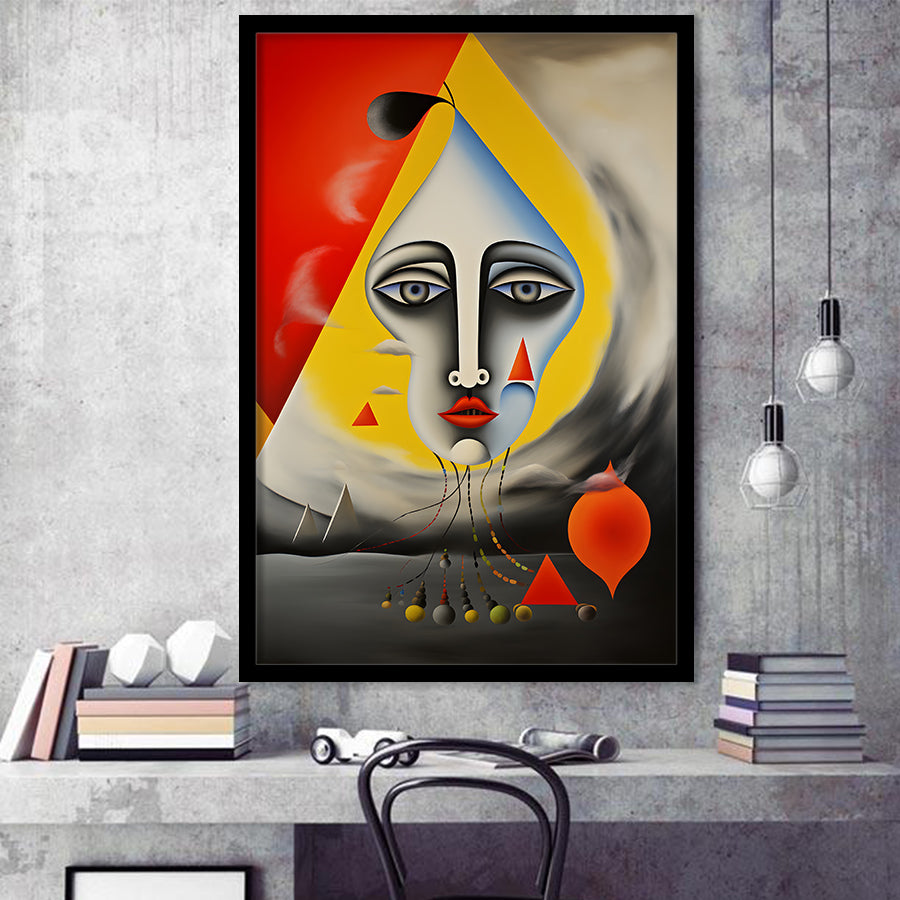 Geometric Face Abstract Art Painting Framed Art Prints Wall Decor, Painting Art, Framed Picture