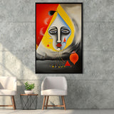 Geometric Face Abstract Art Painting Framed Canvas Prints Wall Art Home Decor, Painting Canvas, Floating Frame