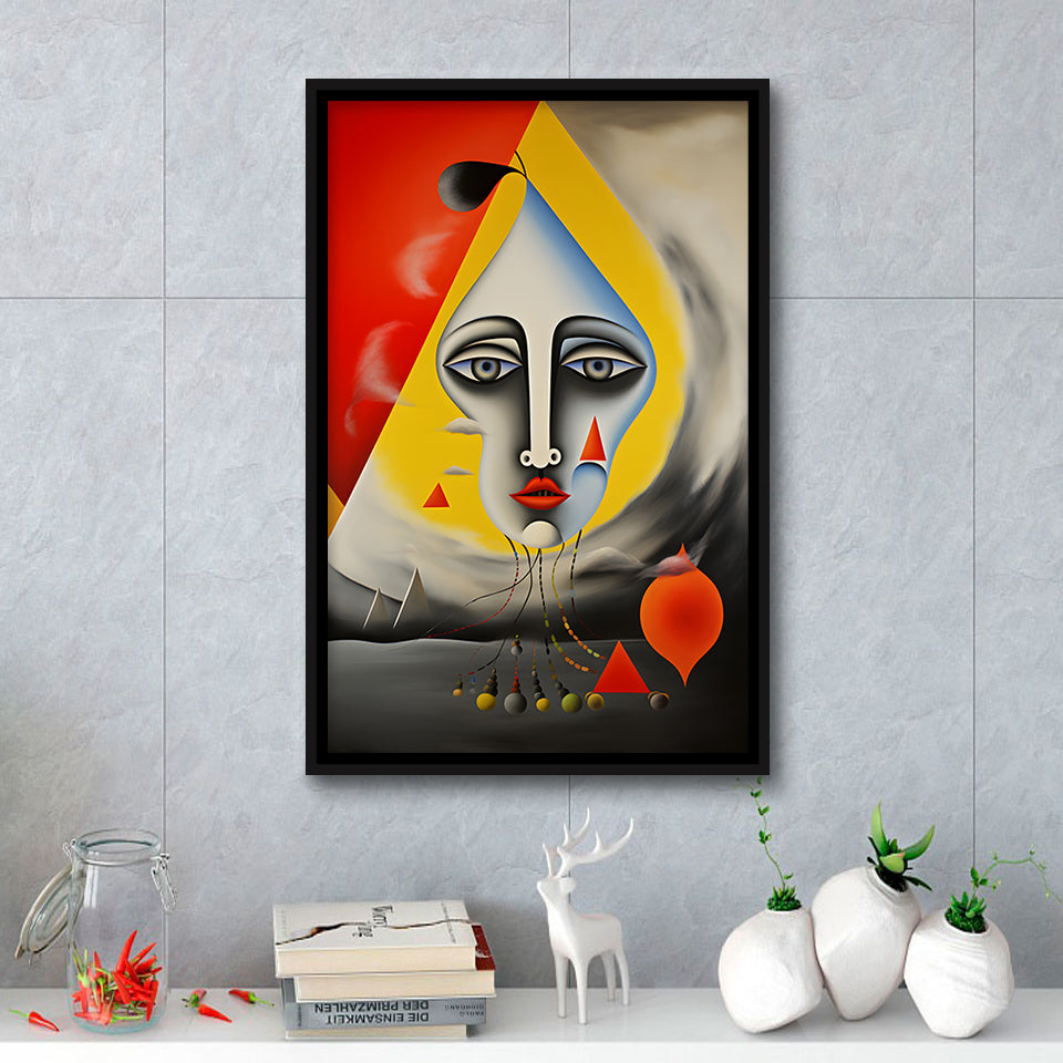 Geometric Face Abstract Art Painting Framed Canvas Prints Wall Art Home Decor, Painting Canvas, Floating Frame
