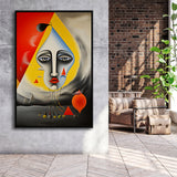 Geometric Face Abstract Art Painting Framed Canvas Prints Wall Art Home Decor, Painting Canvas, Floating Frame