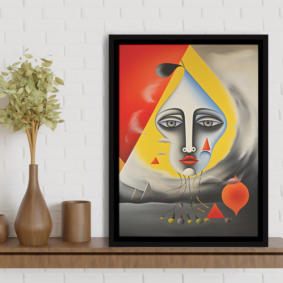 Geometric Face Abstract Art Painting Framed Canvas Prints Wall Art Home Decor, Painting Canvas, Floating Frame
