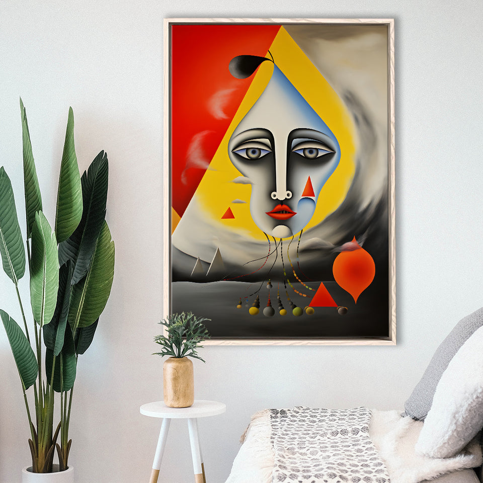 Geometric Face Abstract Art Painting Framed Canvas Prints Wall Art Home Decor, Painting Canvas, Floating Frame